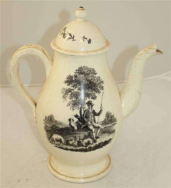 A Wedgwood creamware coffee pot, c.1775, height 29.5cm